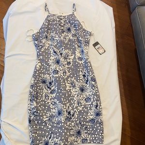 GUESS white and blue floral dress
